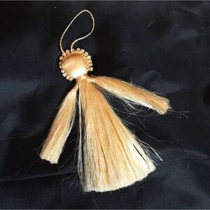 Vintage Guatemalan Tassel Angel Ornament 4" Plus Cord Hanger